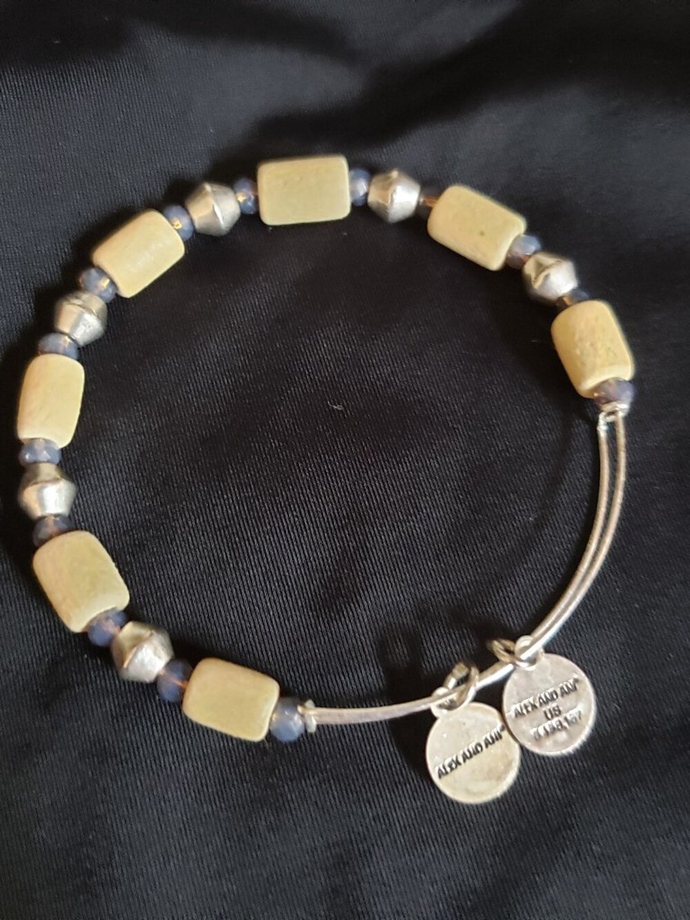Alex and Ani Silver Beaded Charm Adjustable Bangle Express Yourself 361